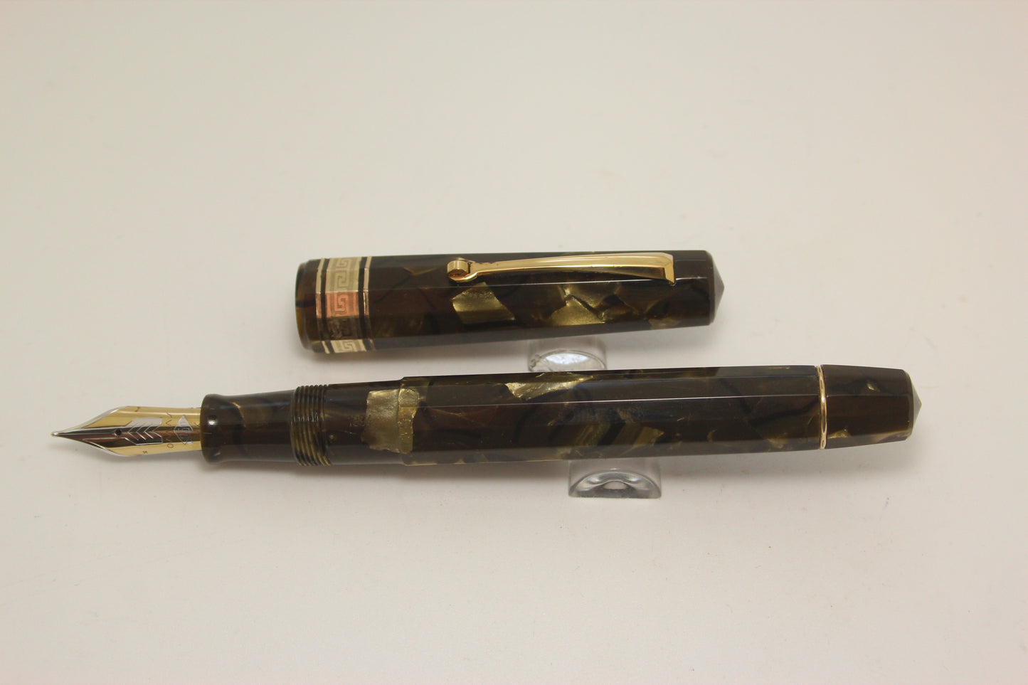 Omas Celluloid Staft Green Paragon Fountain Pen