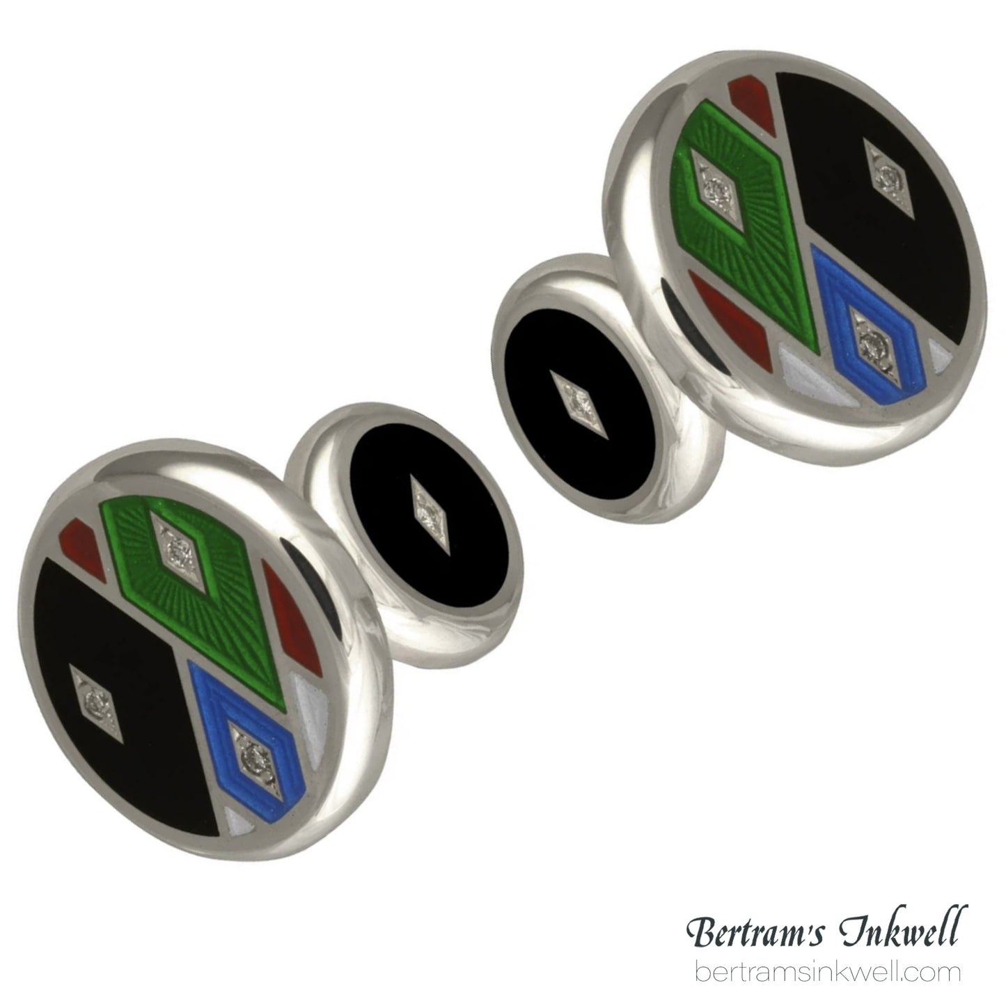 David Oscarson Harlequin Black Onyx with Diamonds Cufflinks