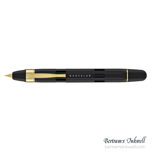 Nahvalur Eclipse Retractable Fountain Pen in Black with Gold Trim