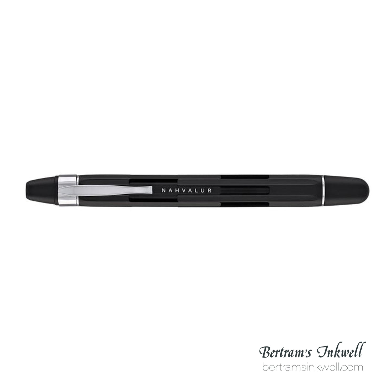 Nahvalur Eclipse Retractable Fountain Pen in Black with Silver Trim