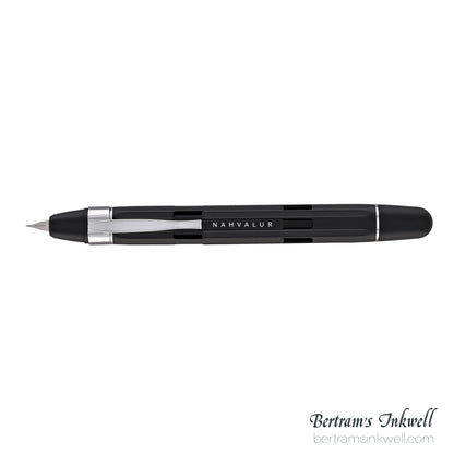 Nahvalur Eclipse Retractable Fountain Pen in Black with Silver Trim