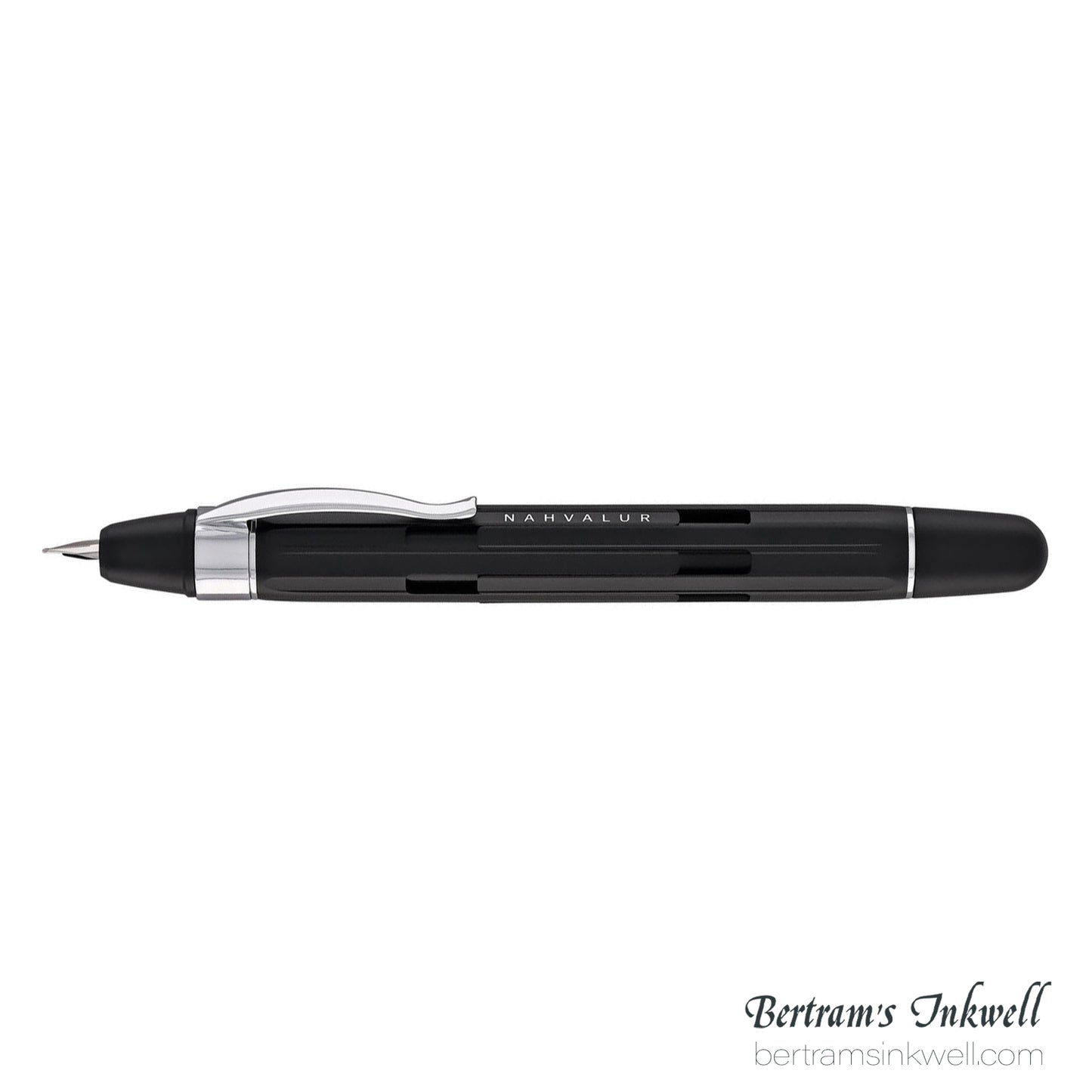 Nahvalur Eclipse Retractable Fountain Pen in Black with Silver Trim