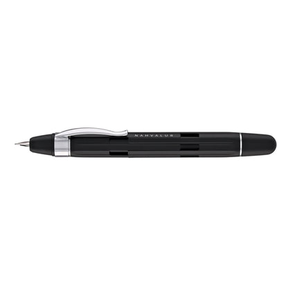 Nahvalur Eclipse Retractable Fountain Pen in Black with Silver Trim