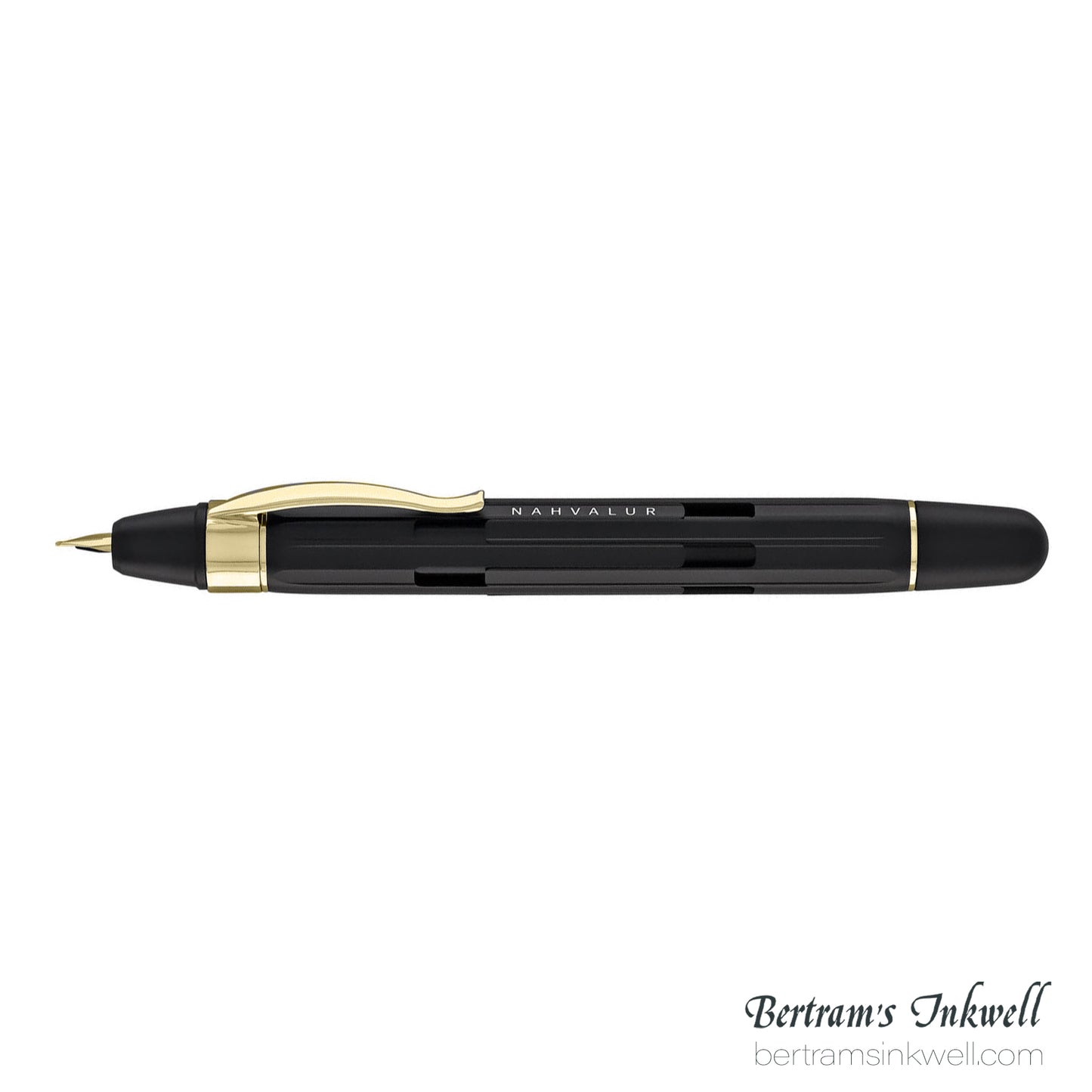 Nahvalur Eclipse Retractable Fountain Pen in Black with Gold Trim