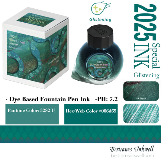 Colorverse 2025 Blue Green Snake / Glistening Green 15 mL Bottled Ink