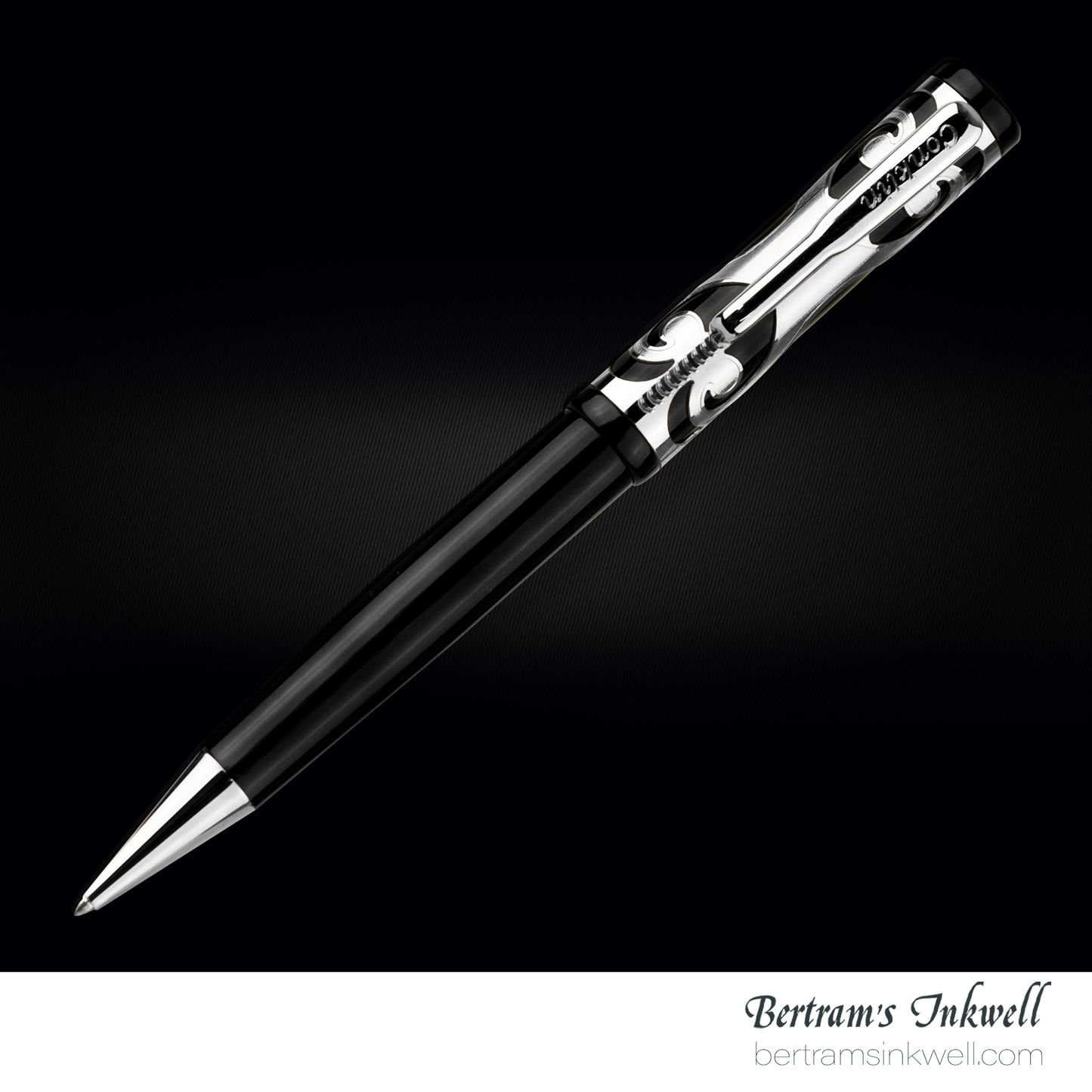 Conklin Deco Crest Sterling Silver Limited Edition Ballpoint With Leather Pen Case