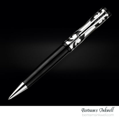 Conklin Deco Crest Sterling Silver Limited Edition Ballpoint With Leather Pen Case