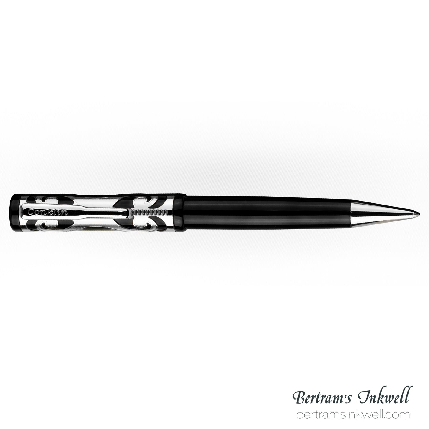 Conklin Deco Crest Sterling Silver Limited Edition Ballpoint With Leather Pen Case