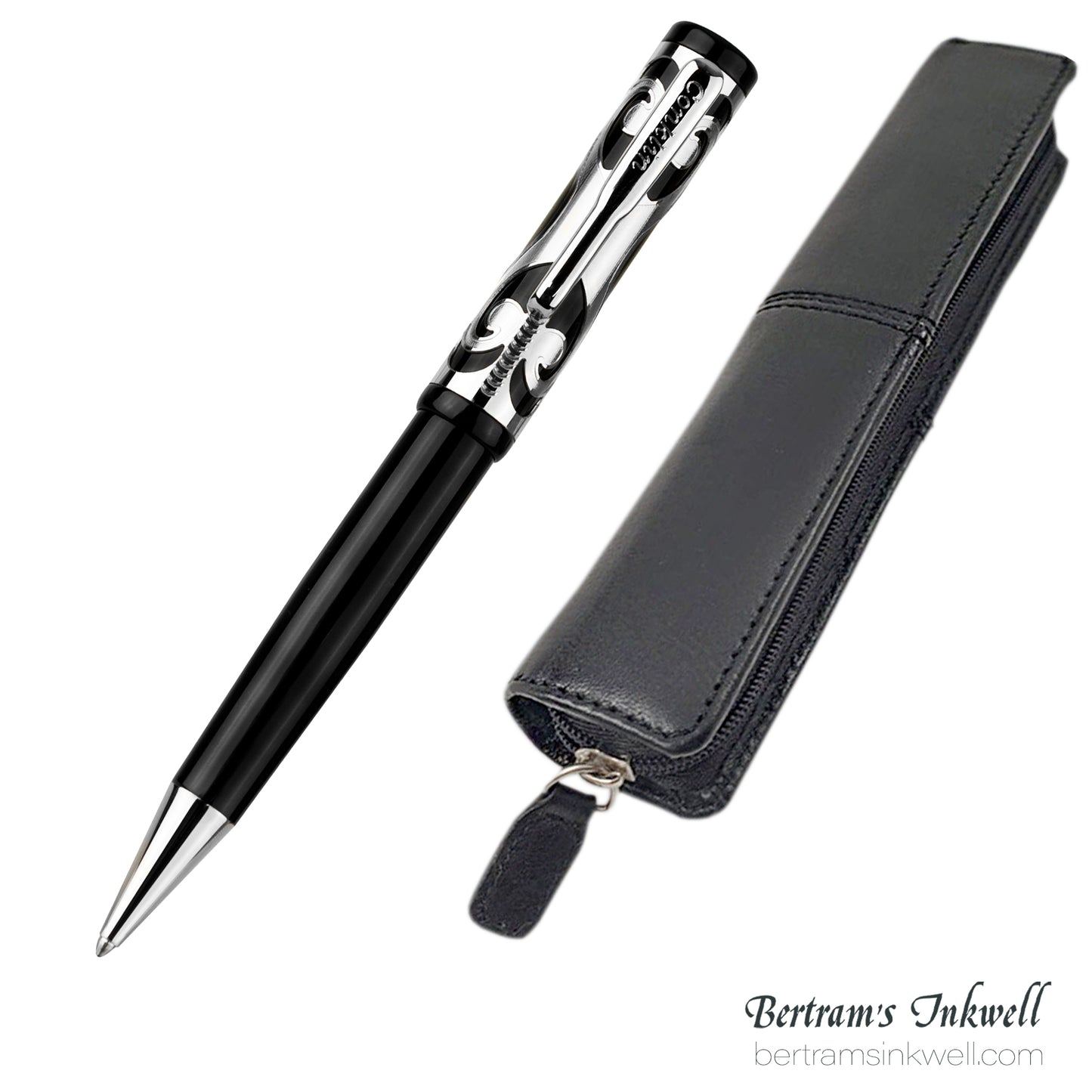 Conklin Deco Crest Sterling Silver Limited Edition Ballpoint With Leather Pen Case