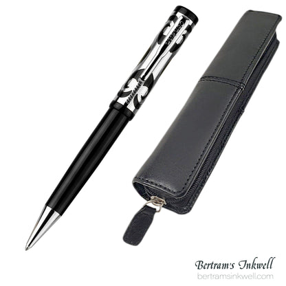 Conklin Deco Crest Sterling Silver Limited Edition Ballpoint With Leather Pen Case