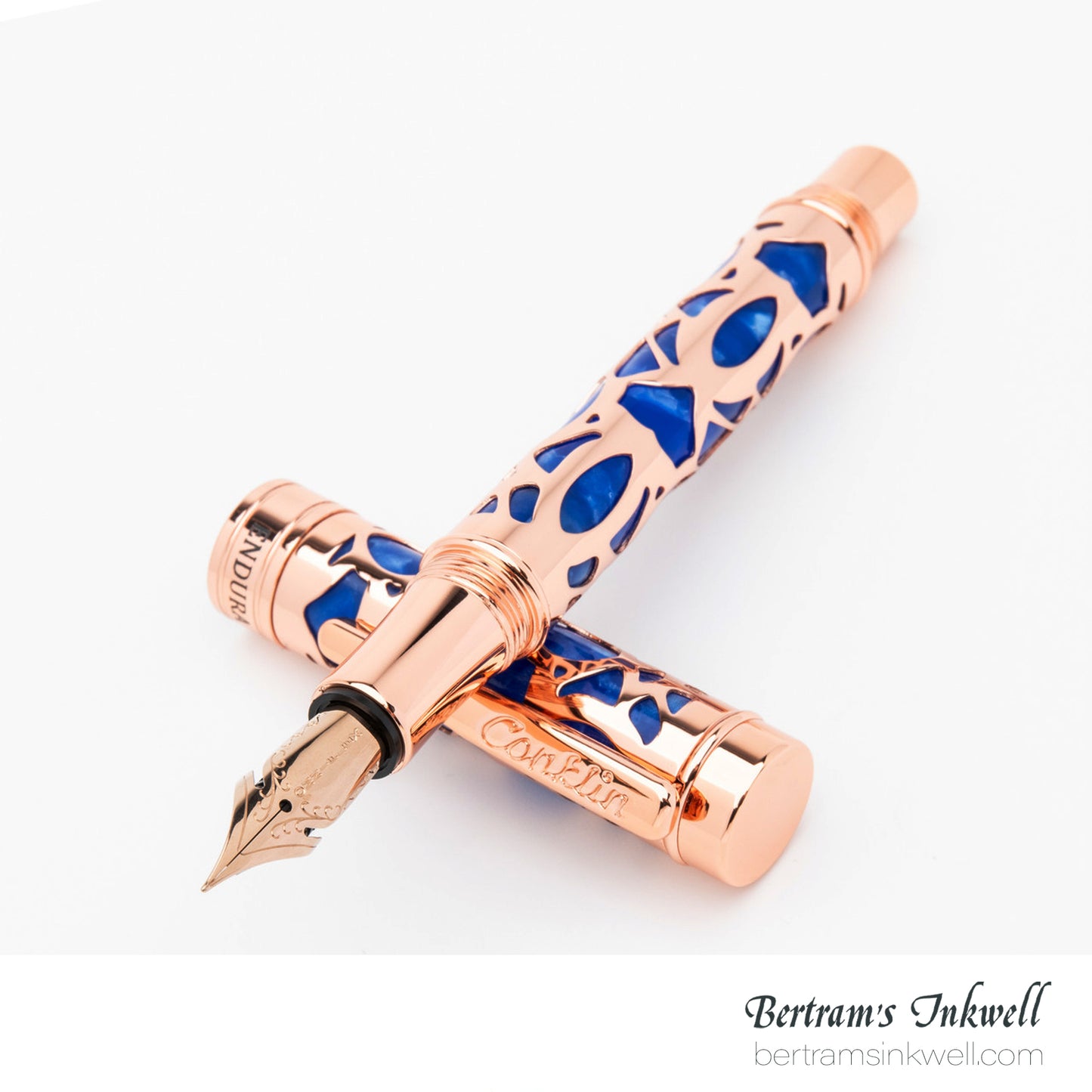 Conklin Endura Deco Crest Blue Rosegold Trim Fountain Pen