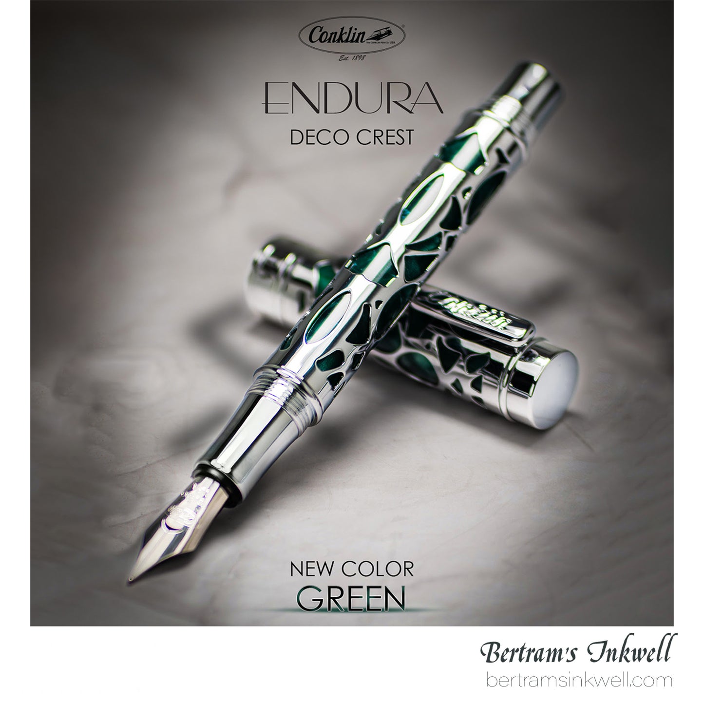 Conklin Endura Deco Crest Green Fountain Pen