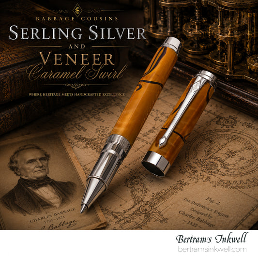 Conway Stewart Babbage Cousins Serling Silver and Veneer Caramel Swirl Limited Edition Rollerball, 2010