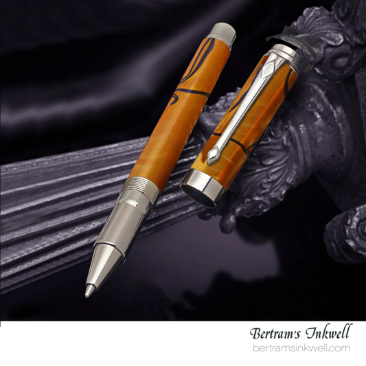 Conway Stewart Babbage Cousins Serling Silver and Veneer Caramel Swirl Limited Edition Rollerball, 2010