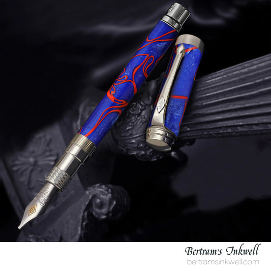 Conway Stewart Babbage Cousins Serling Silver and Veneer Crimson Swirl Limited Edition Fountain Pen, 2010