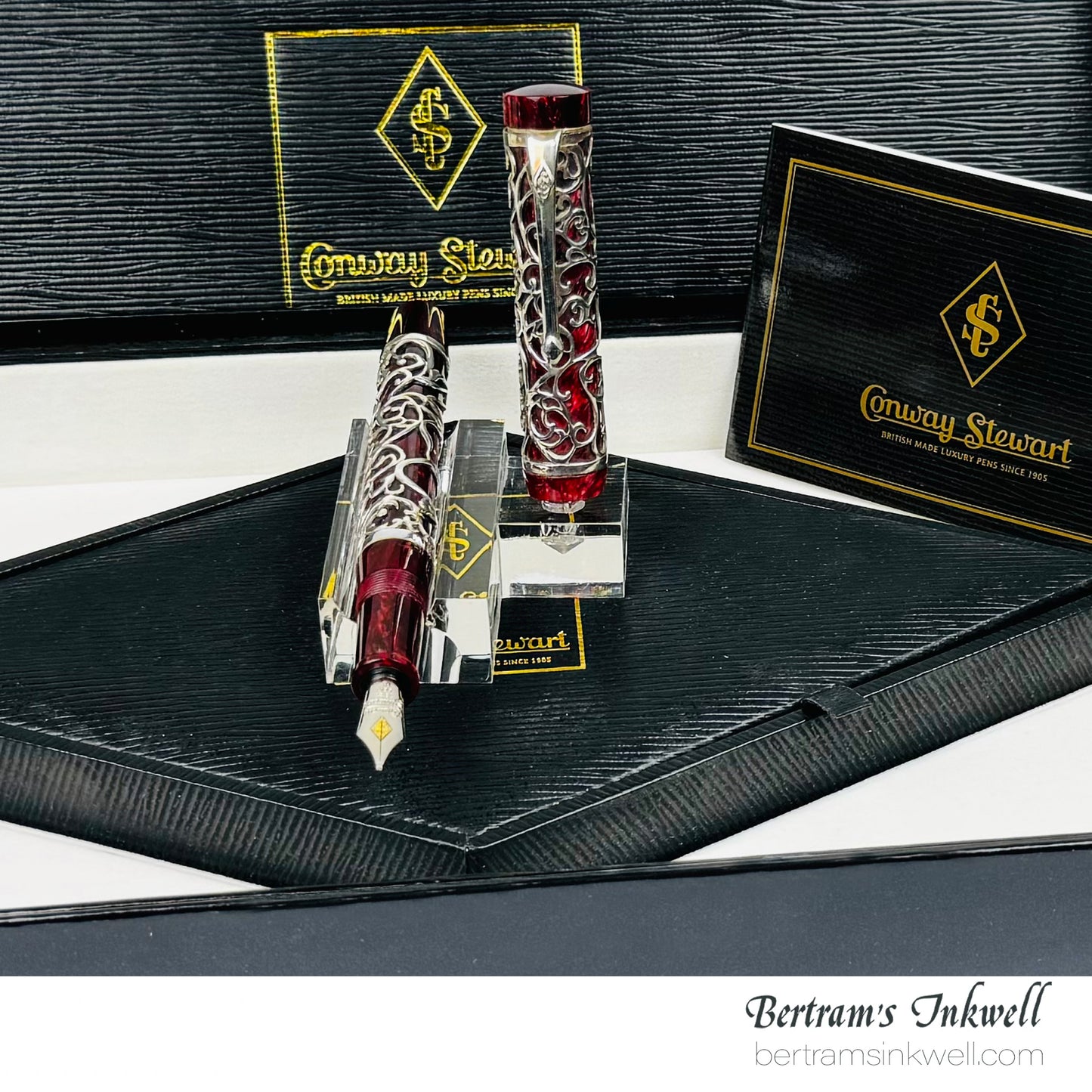 Conway Stewart Sterling Silver Henry Simpole Chatsworth Burgundy Blush Limited Edition Fountain Pen, 2007