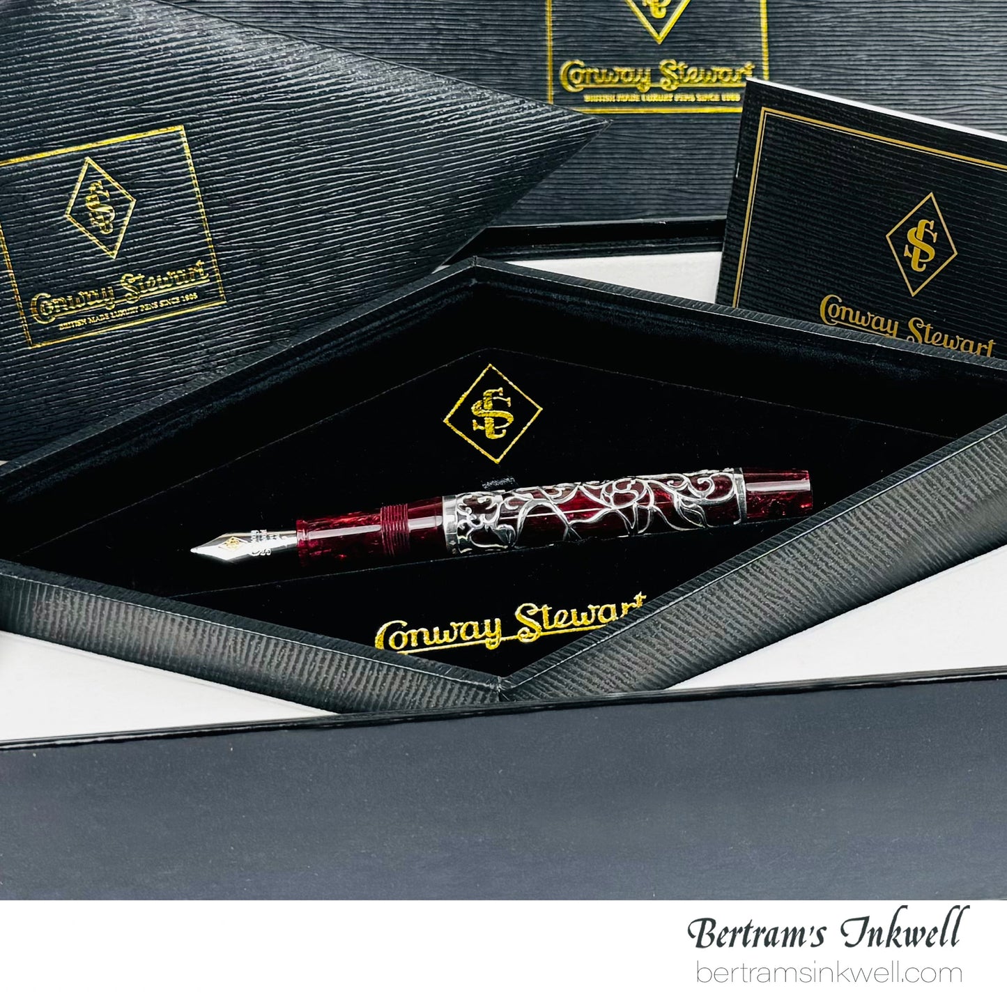 Conway Stewart Sterling Silver Henry Simpole Chatsworth Burgundy Blush Limited Edition Fountain Pen, 2007