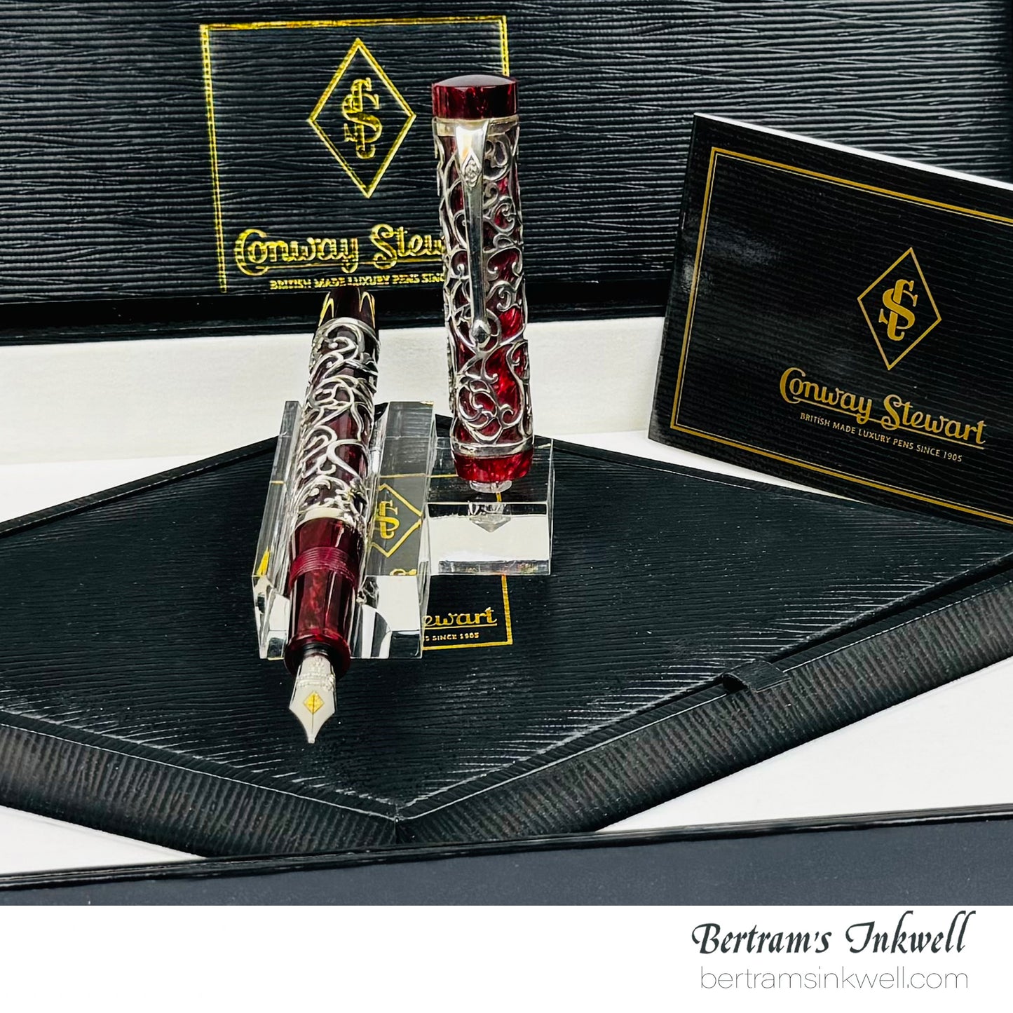 Conway Stewart Sterling Silver Henry Simpole Chatsworth Burgundy Blush Limited Edition Fountain Pen, 2007