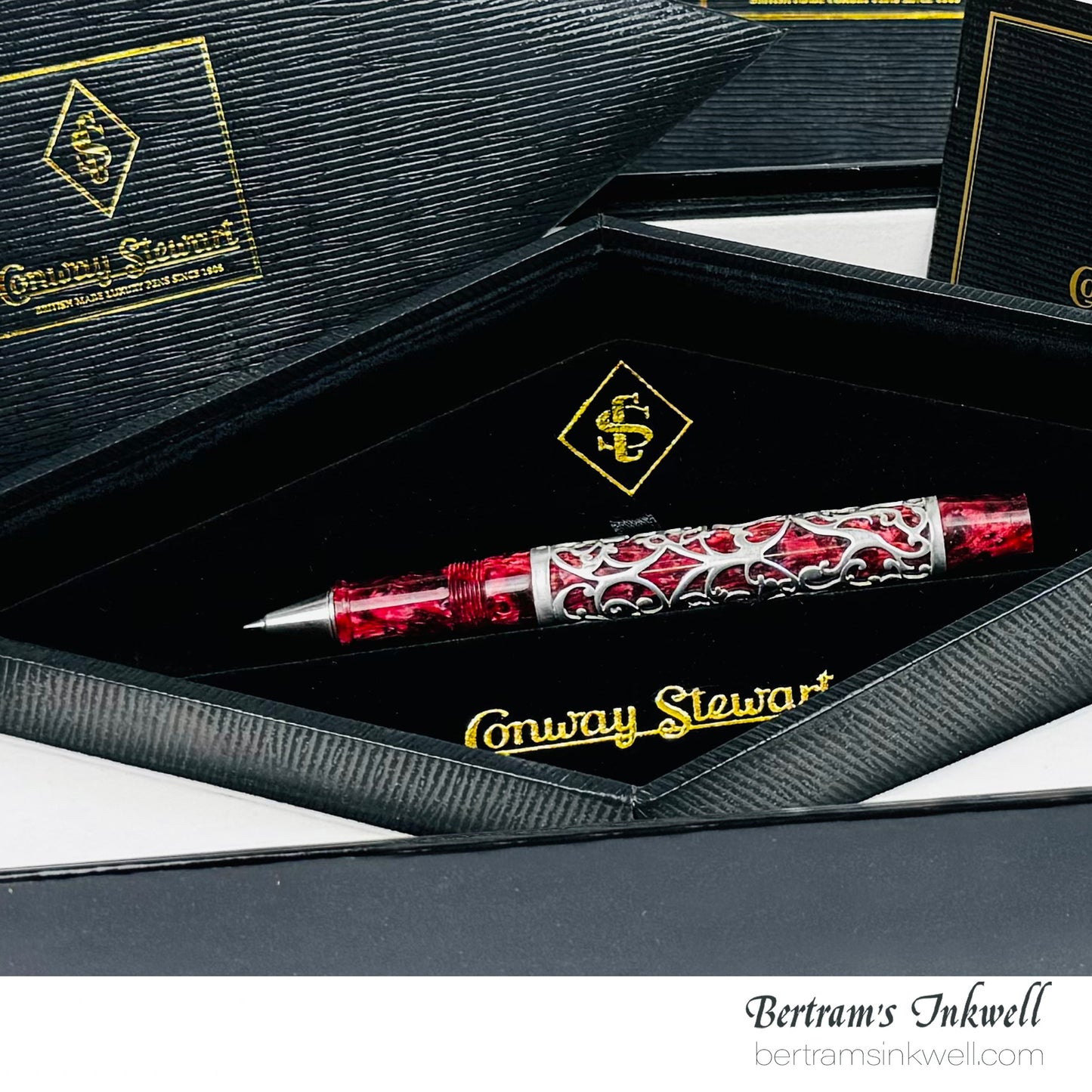Conway Stewart Sterling Silver Henry Simpole Chatsworth Burgundy Blush Limited Edition Rollerball, 2007