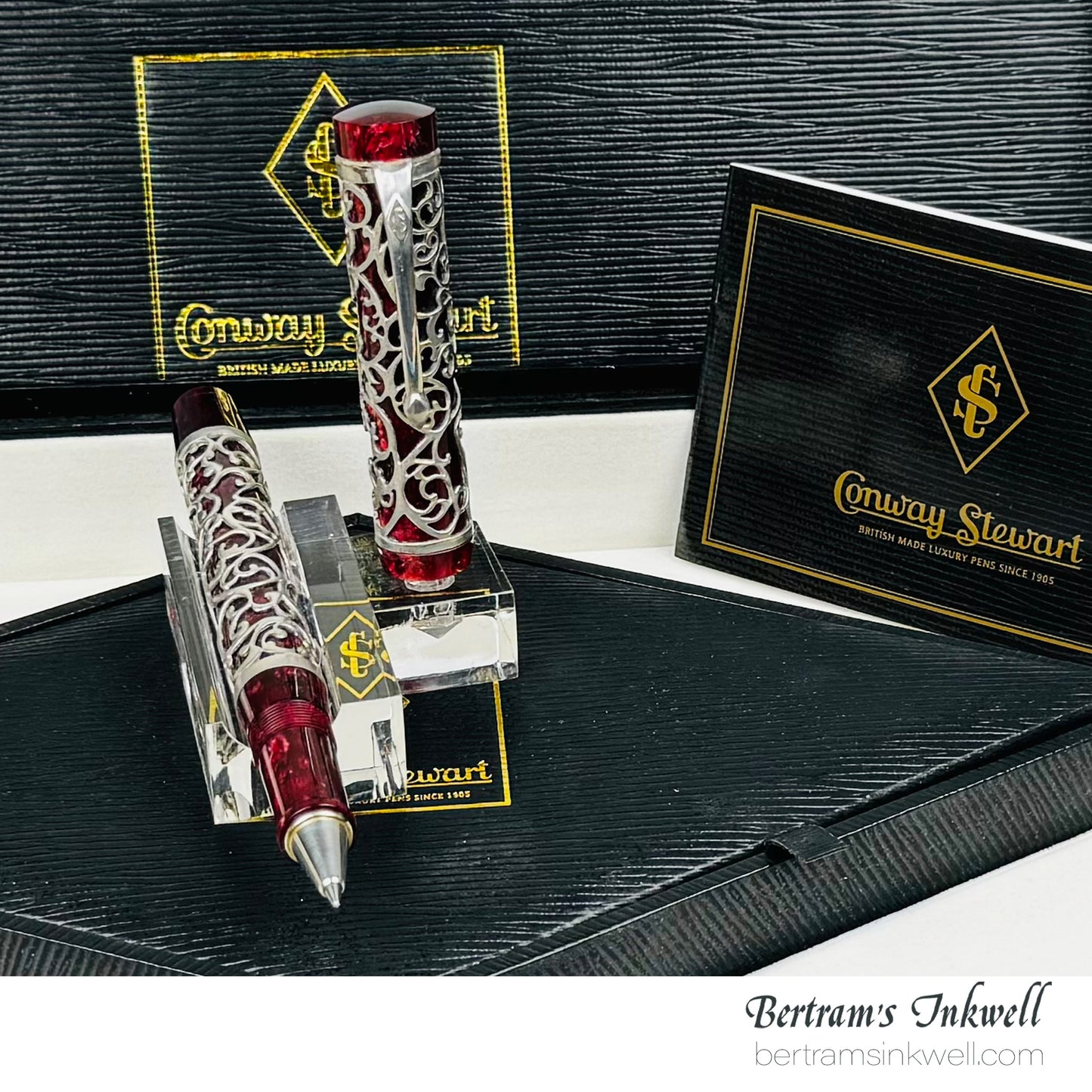 Conway Stewart Sterling Silver Henry Simpole Chatsworth Burgundy Blush Limited Edition Rollerball, 2007