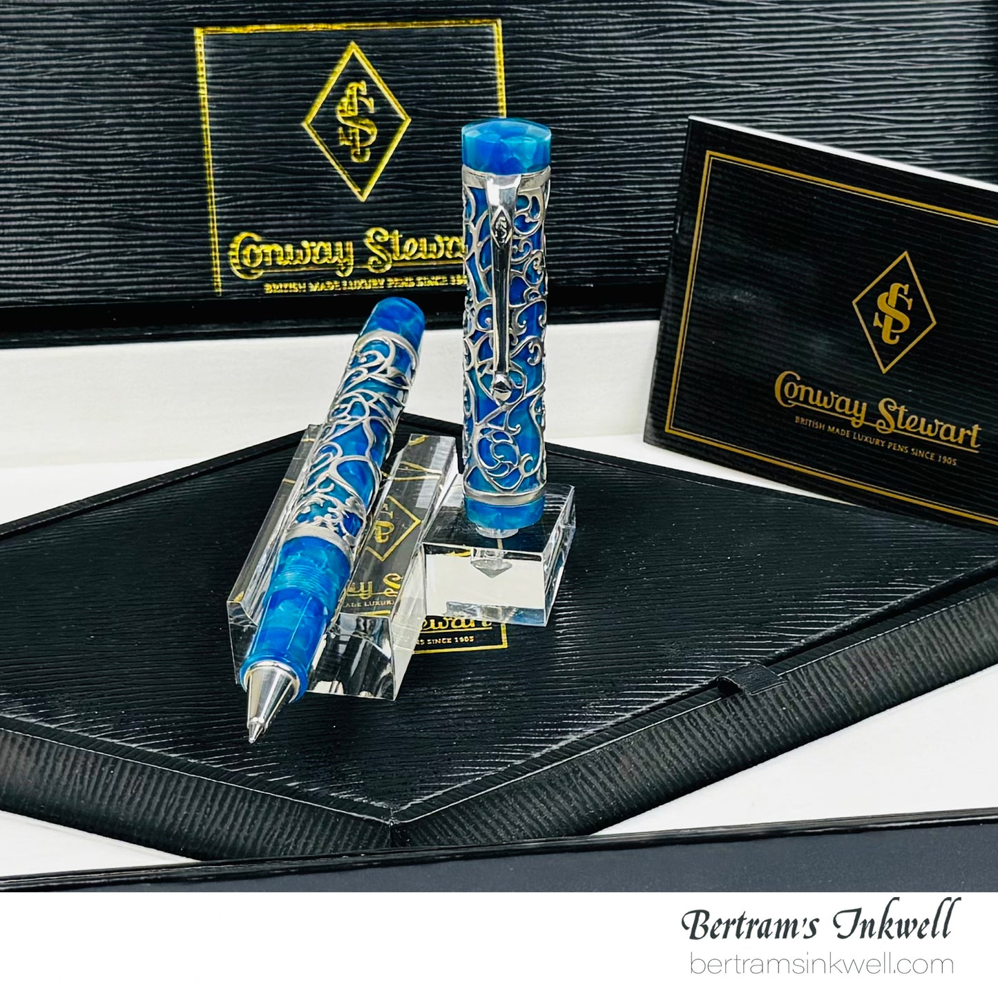Conway Stewart Sterling Silver Henry Simpole Chatsworth Cerulean Blue Limited Edition Rollerball, 2007