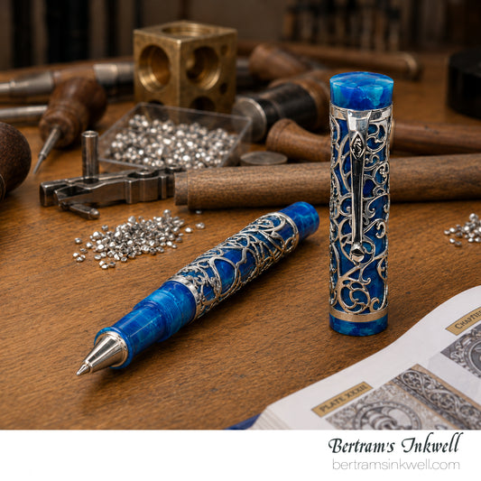 Conway Stewart Sterling Silver Henry Simpole Chatsworth Cerulean Blue Limited Edition Rollerball, 2007