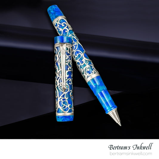Conway Stewart Sterling Silver Henry Simpole Chatsworth Cerulean Blue Limited Edition Rollerball, 2007