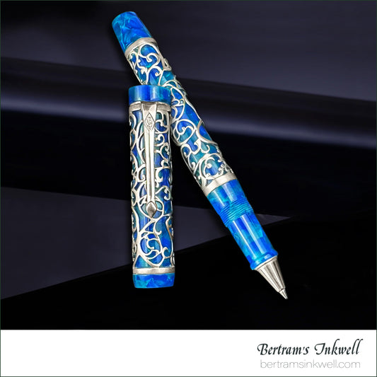 Conway Stewart Sterling Silver Henry Simpole Chatsworth Cerulean Blue Limited Edition Rollerball, 2007
