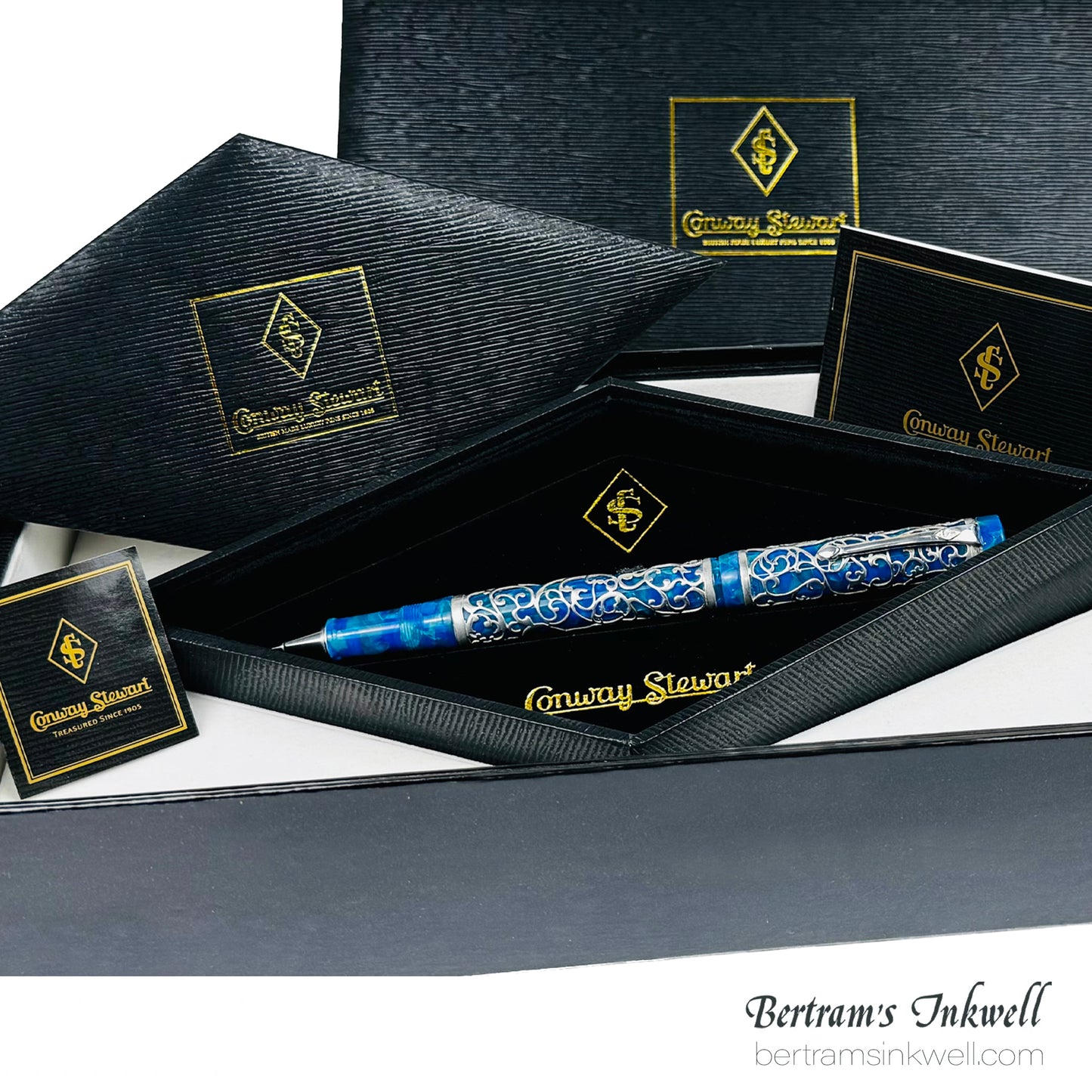 Conway Stewart Sterling Silver Henry Simpole Chatsworth Cerulean Blue Limited Edition Rollerball, 2007