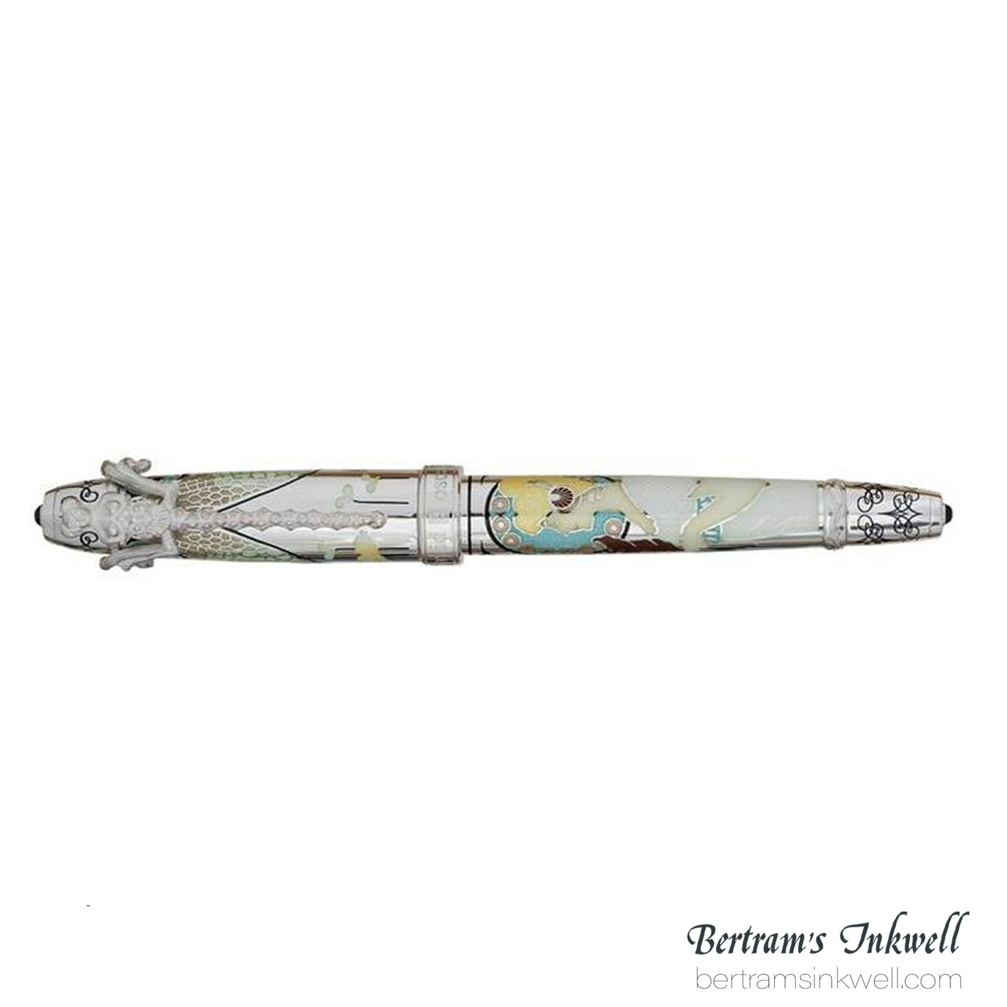 David Oscarson 25th Silver Anniversary Art Nouveau Alabaster Fountain Pen