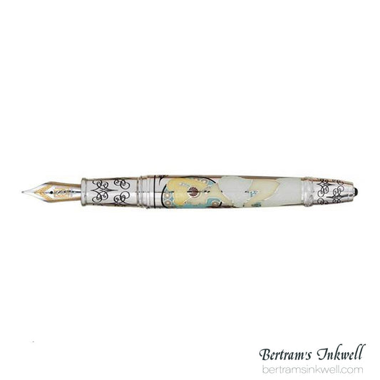 David Oscarson 25th Silver Anniversary Art Nouveau Alabaster Fountain Pen