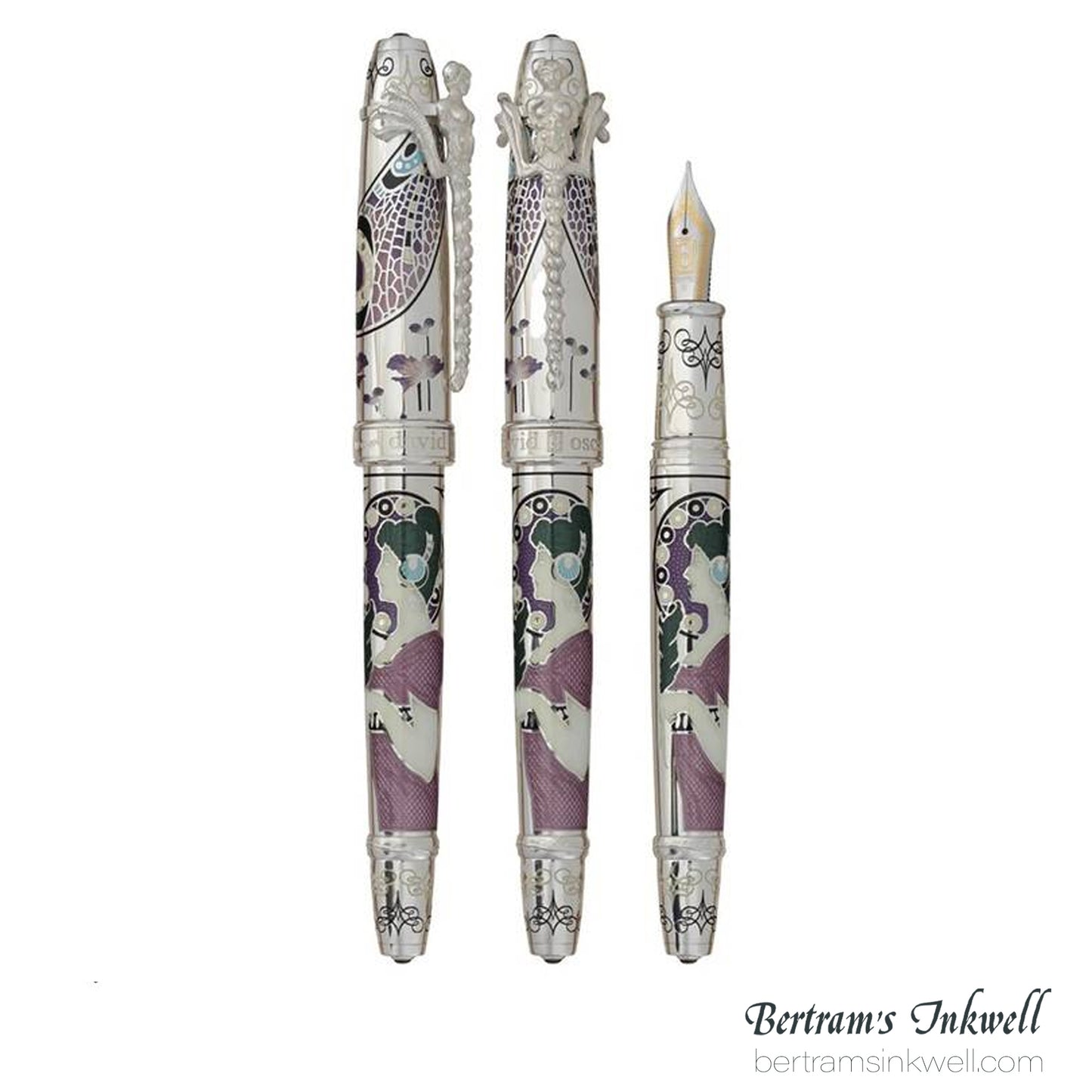 David Oscarson 25th Silver Anniversary Art Nouveau Amethyst Fountain Pen