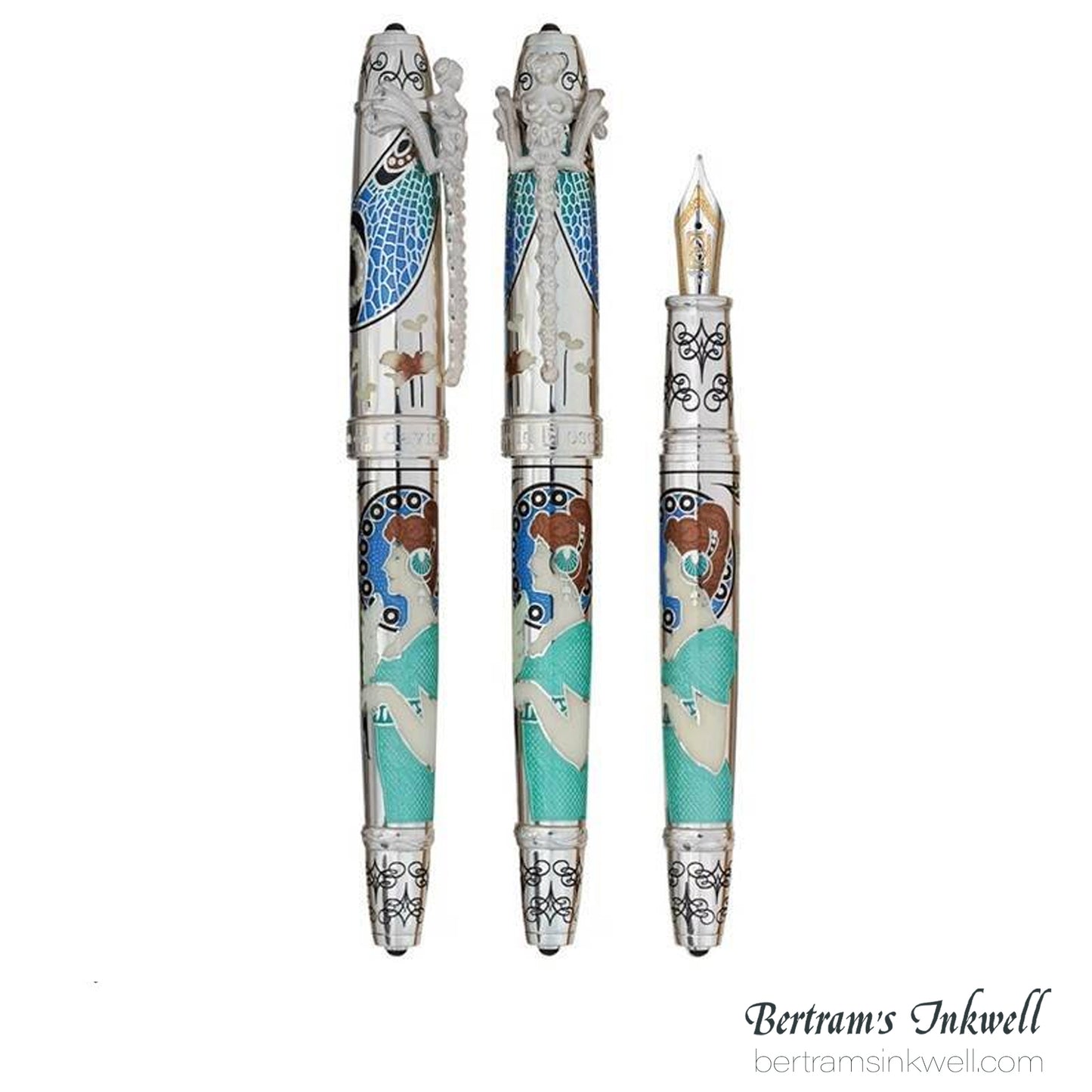 David Oscarson 25th Silver Anniversary Art Nouveau Eucalyptus Fountain Pen