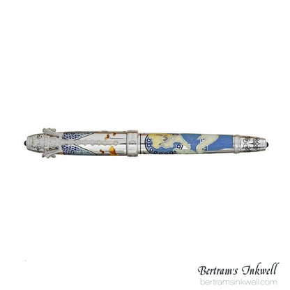 David Oscarson 25th Silver Anniversary Art Nouveau French Blue Fountain Pen