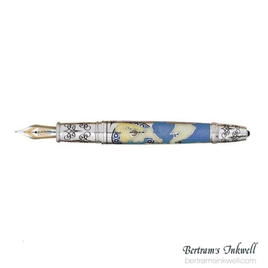 David Oscarson 25th Silver Anniversary Art Nouveau French Blue Fountain Pen