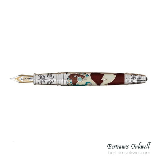 David Oscarson 25th Silver Anniversary Art Nouveau Ruby Red Fountain Pen