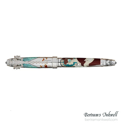 David Oscarson 25th Silver Anniversary Art Nouveau Ruby Red Fountain Pen