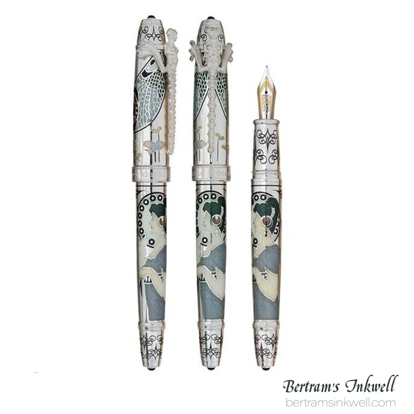 David Oscarson 25th Silver Anniversary Art Nouveau Slate Grey Fountain Pen