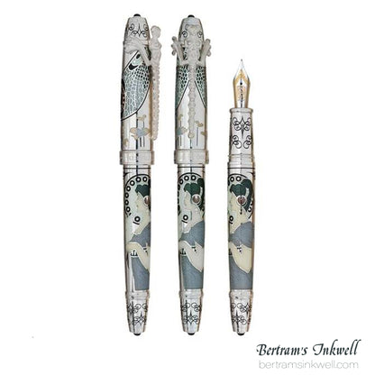 David Oscarson 25th Silver Anniversary Art Nouveau Slate Grey Fountain Pen