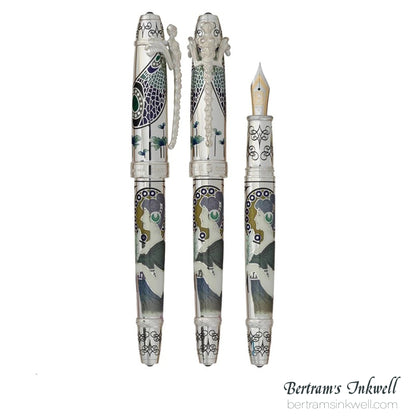 David Oscarson 25th Silver Anniversary Art Nouveau Slate Turqoise Fountain Pen