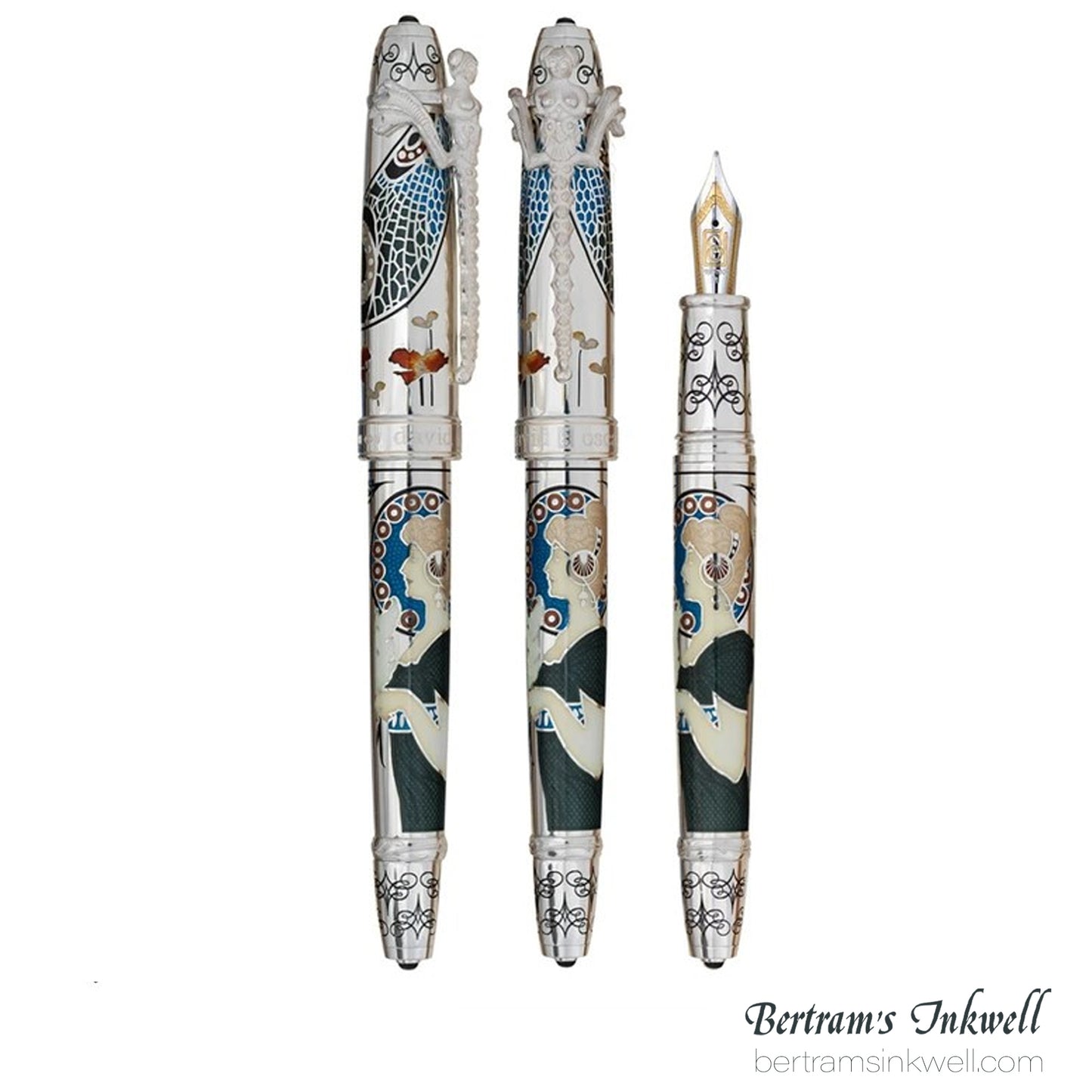 David Oscarson 25th Silver Anniversary Art Nouveau Translucent Onyx Fountain Pen