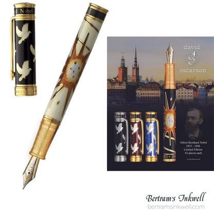 David Oscarson Alfred Bernhard Nobel White Gold with Black Fountain Pen