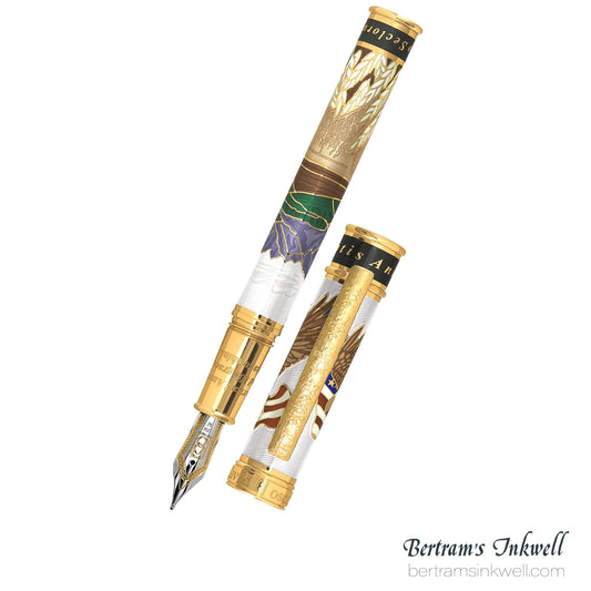 David Oscarson America The Beautiful Alabaster Gold Vermeil Fountain Pen