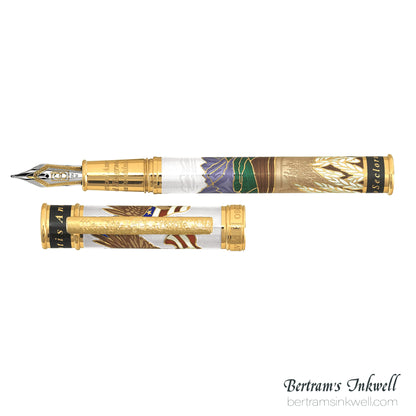David Oscarson America The Beautiful Alabaster Gold Vermeil Fountain Pen