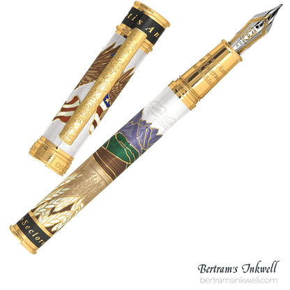 David Oscarson America The Beautiful Alabaster Gold Vermeil Fountain Pen