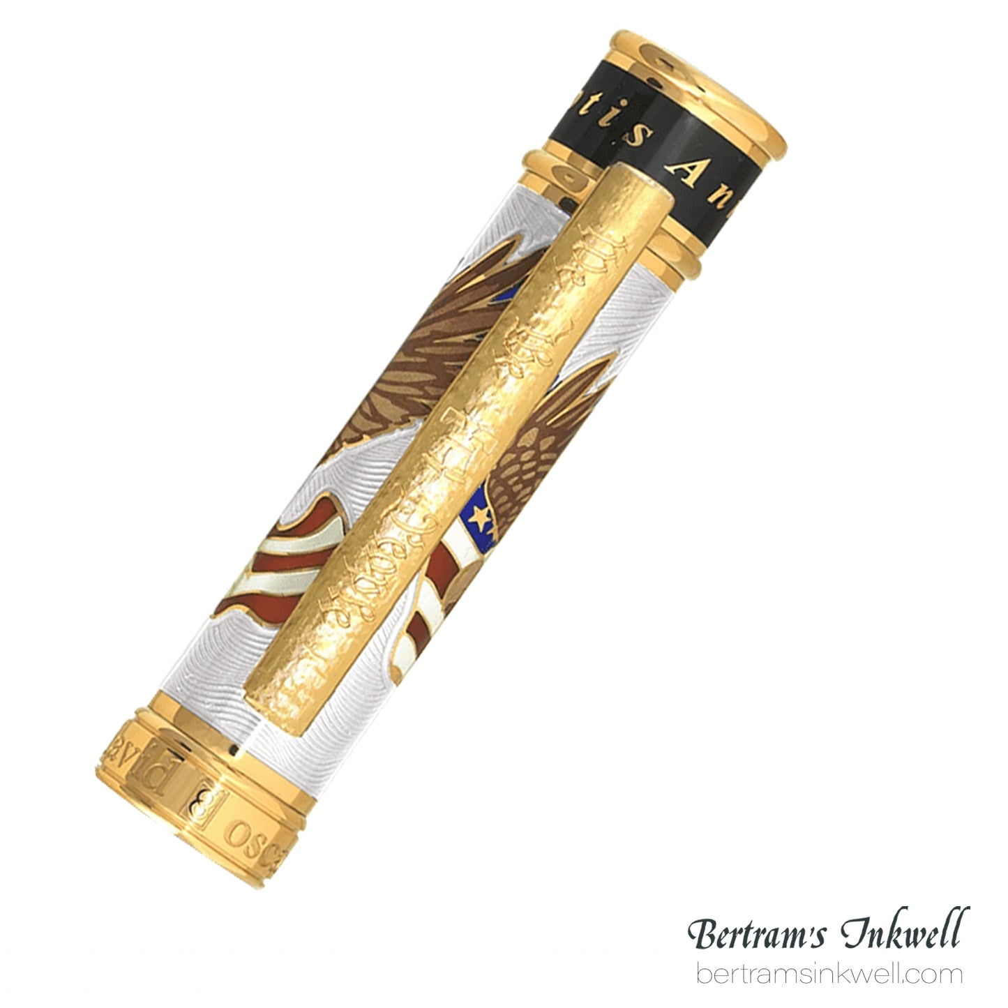 David Oscarson America The Beautiful Alabaster Gold Vermeil Fountain Pen