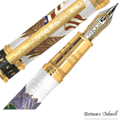 David Oscarson America The Beautiful Alabaster Gold Vermeil Fountain Pen