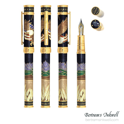 David Oscarson America The Beautiful Onyx Gold Vermeil Fountain Pen