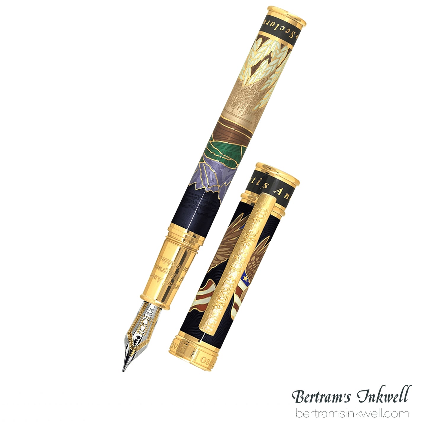 David Oscarson America The Beautiful Onyx Gold Vermeil Fountain Pen