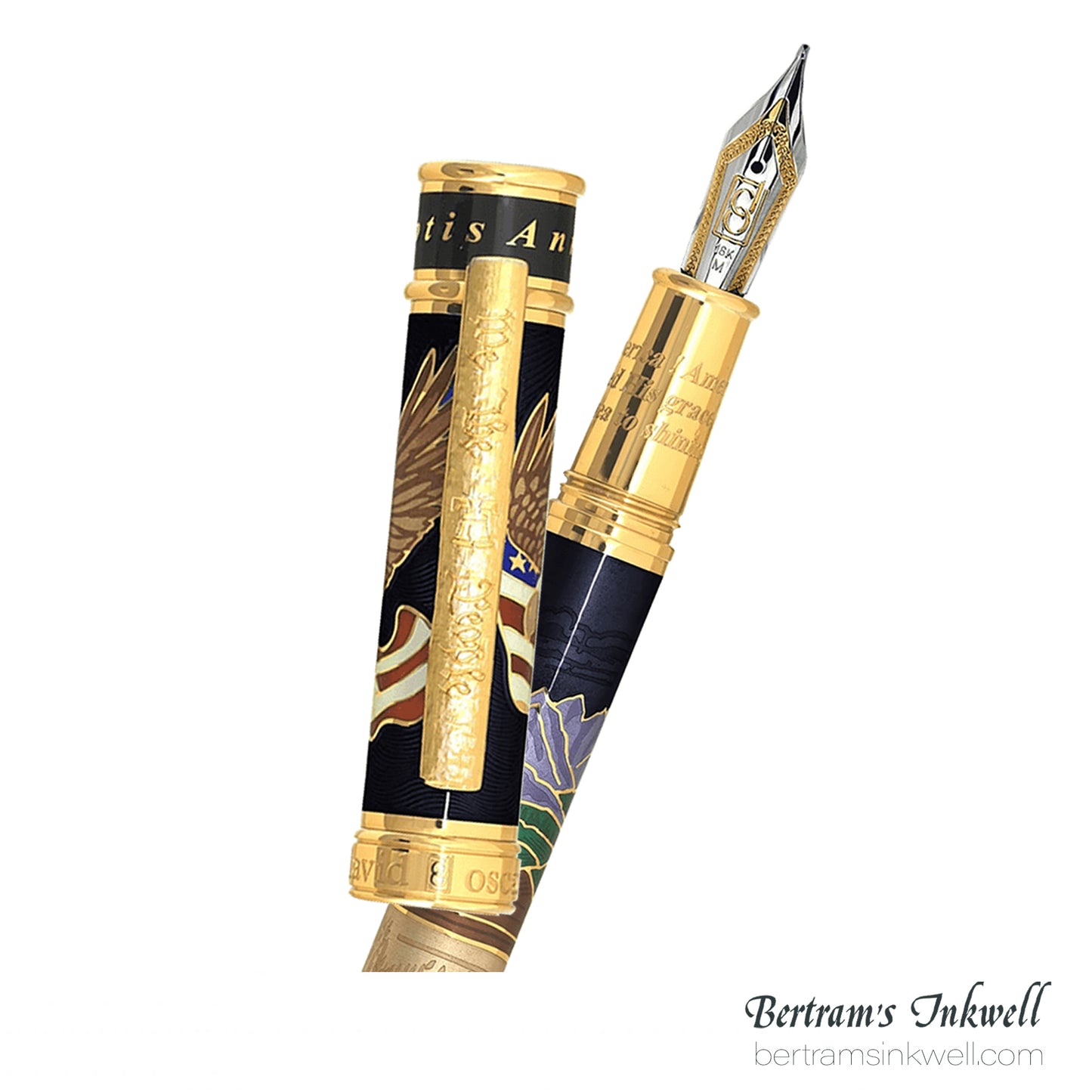 David Oscarson America The Beautiful Onyx Gold Vermeil Fountain Pen